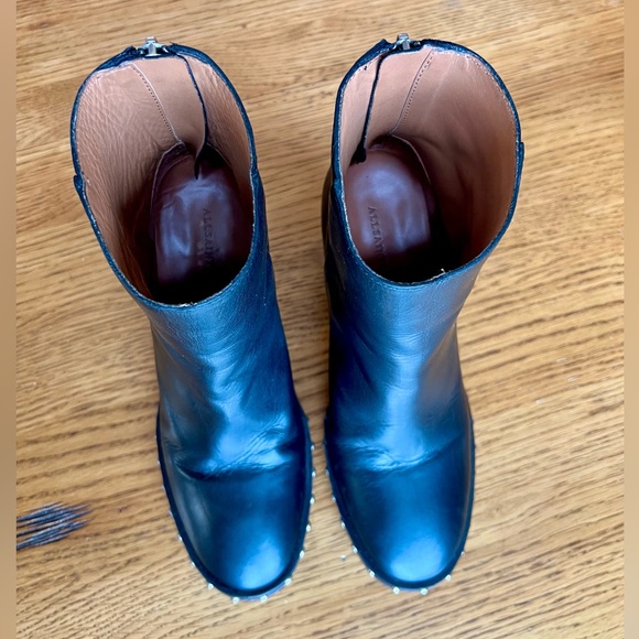 ⭐️ All Saints Inez Black Leather Studded Booties Size EU 37 / US 6.5 - Picture 9 of 15